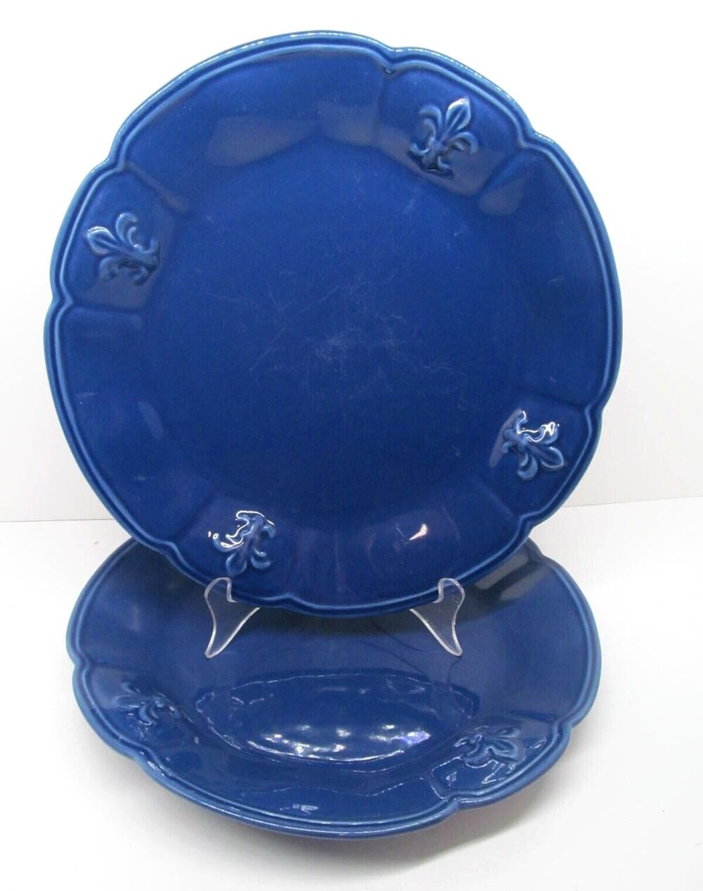 Portmeirion Fleur De Lys Set Of 2 Blue 11 1/4" Dinner Plates